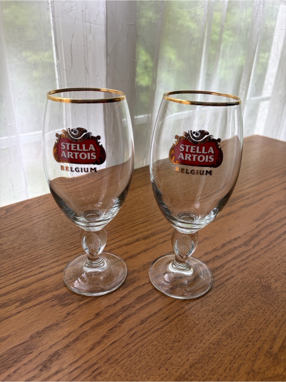 Stella Artois Gold-Rimmed Beer Goblets - Clear Glass (Set of 2)